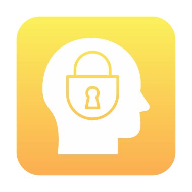 Erkekler kafasında kilit, yaratıcı vektör simgesi olan güvenlik kavramı