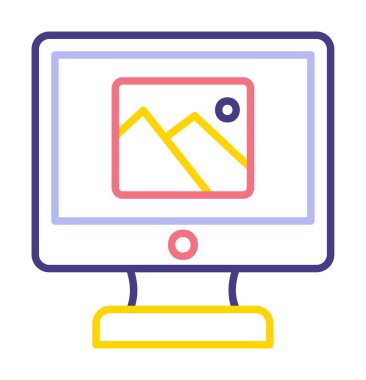 Comoputer galeri simgesi, vektör illüstrasyonu