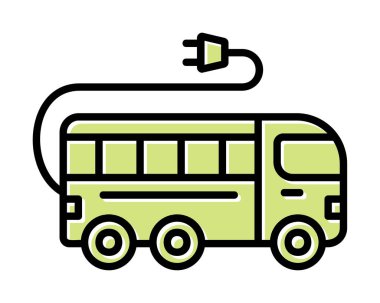 Elektrikli otobüs. Web simgesi basit illüstrasyon