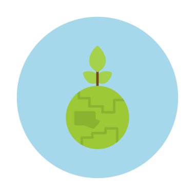 Bitki ikonu vektör illüstrasyonlu Dünya gezegeni 