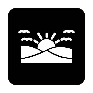 düz gün batımı ve deniz vektör çizimi tasarımı