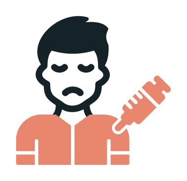 Şırıngalı üzgün adam. Uyuşturucu bağımlılığı kavramı, vektör illüstrasyonu