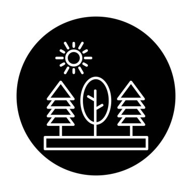 Ağaçlar, orman, doğa simgesi, vektör illüstrasyonu