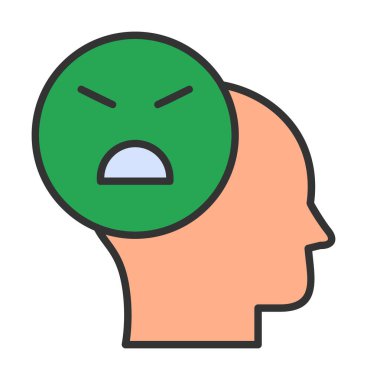 Kızgın avatar simgesi, vektör illüstrasyonu 