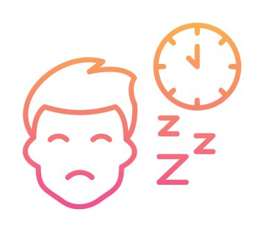 Saat ile uyuyan erkek yüzü, vektör çizimi 