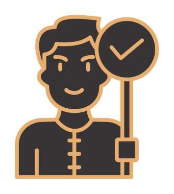 Bayrak taşıyan adam, vektör illüstrasyonu 