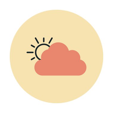 Bulut simgesi olan güneş. hava vektörü 