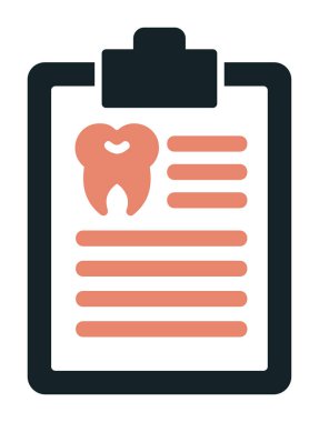 Dişlerinde pano simgesi var. Web için Tıbbi Rapor vektör simgesinin basit illüstrasyonu              