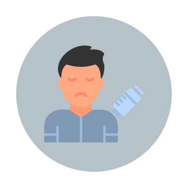 Şırıngalı üzgün adam. Uyuşturucu bağımlılığı kavramı, vektör illüstrasyonu