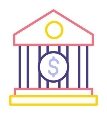 Banka simgesi, vektör illüstrasyonu 