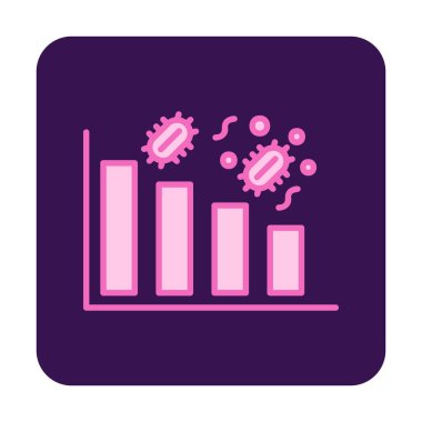 Grafik ve bakteri simgesi, vektör illüstrasyonu ile azalan kavram   