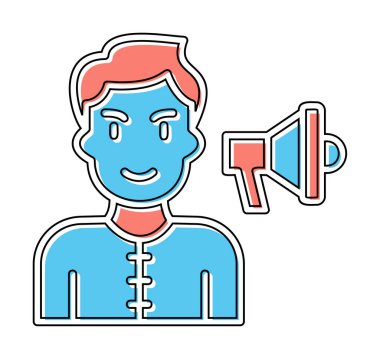 Gençler megafonla, vektör illüstrasyonuyla protesto ediyor  