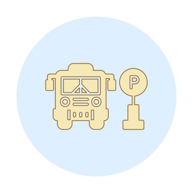 Otobüs park simgesinin vektör illüstrasyonu 