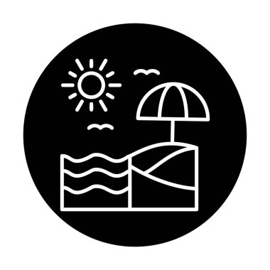 Yaz plaj ikonunun vektör illüstrasyonu 
