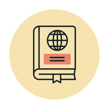 Coğrafya Kitabı web simgesi, vektör illüstrasyonu 