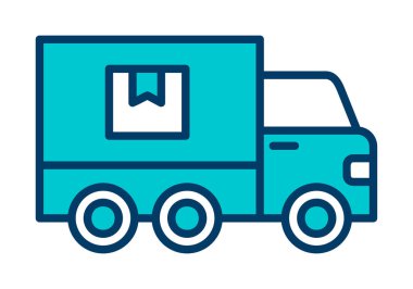 Kamyon Simgesi Vektörü Beyaz Arkaplanda İzole Edildi