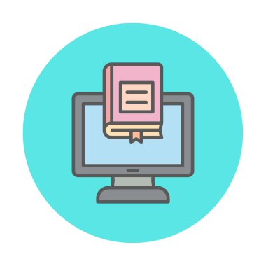 çevrimiçi kütüphane rengi vektör illüstrasyonu                        