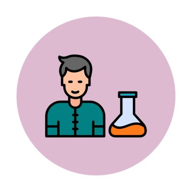 Basit vektör izole illüstrasyondaki bilim adamı simgesi                                    