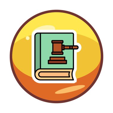 Hukuk kitabı ve tokmak. Web simgesi basit illüstrasyon 