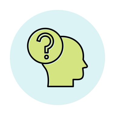 İnsan başlı soru işareti, satır biçimi simgesi 