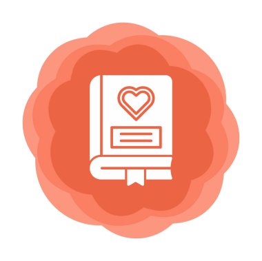 Kalp ikonu ve vektör illüstrasyonlu romantizm kitabı 