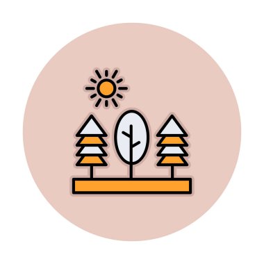 Ağaçlar, orman, doğa simgesi, vektör illüstrasyonu