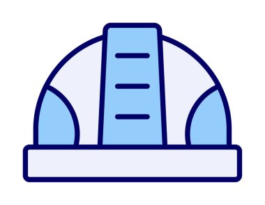 İnşaat Miğferi. İnşaat endüstrisi simgesi ana hatlarıyla doldurulmuş                    