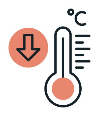 Düşük Sıcaklık simgesi vektör illüstrasyonlu termometre