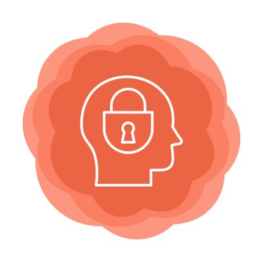 Erkekler kafasında kilit, yaratıcı vektör simgesi olan güvenlik kavramı