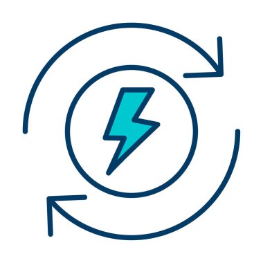 Enerji simgesi, daire oklu ışıkyılı, vektör illüstrasyonu