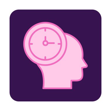 İnsan kafası ikonlu saat. vektör illüstrasyonu                          