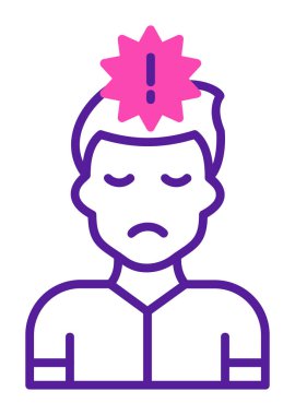 Ünlem işareti olan adam düz simge, panik konsepti, vektör illüstrasyonu