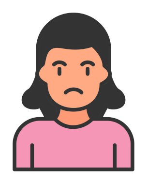 Üzgün kadın web simgesi basit vektör illüstrasyonu