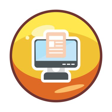 Yazı simgesi, vektör illüstrasyonlu bilgisayar ekranı