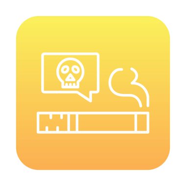 Sigara ikonlu düz kafatası. vektör illüstrasyonu