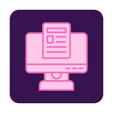 Yazı simgesi, vektör illüstrasyonlu bilgisayar ekranı