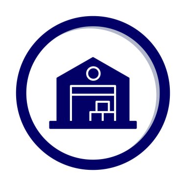 Kutu simgesi ve vektör illüstrasyonlu depo 