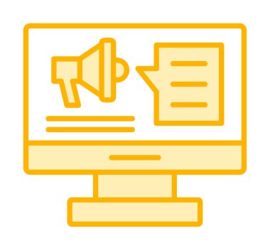 bilgisayar monitörü ve megafon, Dijital Kampanya konsept vektörü