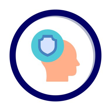 Kalkan ikonlu düz kafa. vektör illüstrasyonu