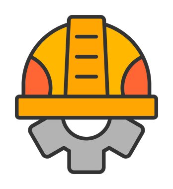 Güvenli Miğfer Düz Vektör Simgesi.                        