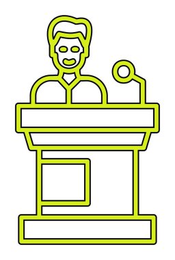 Konuşma standı ikonu, vektör illüstrasyonunda konuşma yapan erkekler