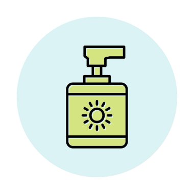 Güzellik ve moda ikonunun vektör çizimi. Güneş kremi                                     