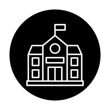 Okul binası simgesi, vektör illüstrasyonu