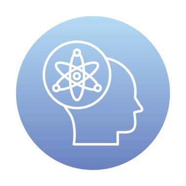 Atom, bilim simgesi, vektör illüstrasyon tasarımı olan insan kafası                                   