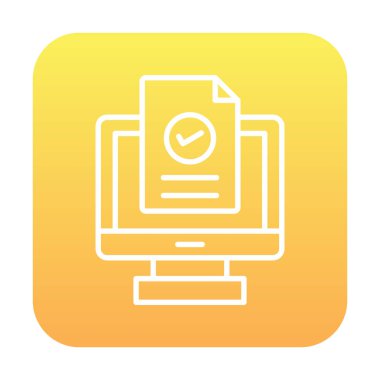 Bilgisayar ekranında web sitesi kayıt simgesi, vektör illüstrasyonu basit tasarım