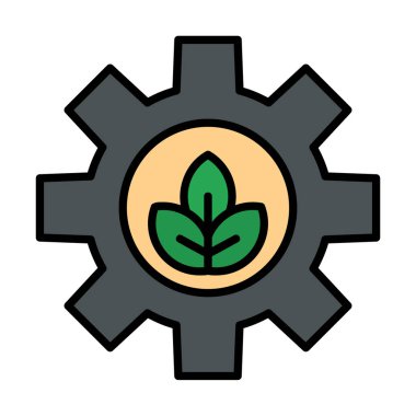 Bitki simgesiyle çark, gezegen konseptinin ekolojik sürdürülebilirliği, vektör illüstrasyonu