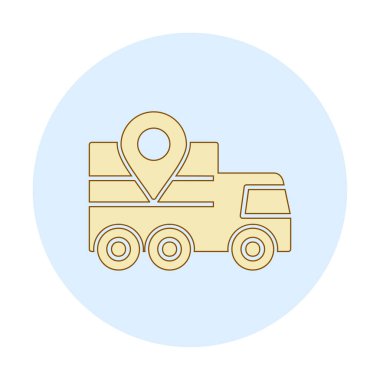 konum simgesine sahip dağıtım kamyonu, basit illüstrasyon