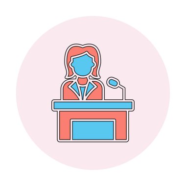 Konuşma standında konuşma yapan kadınlar, vektör illüstrasyonu