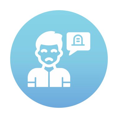 İnsan ve konuşma balonu mezar taşı işareti, vektör illüstrasyonu