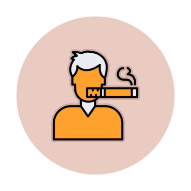 Sigara ikonlu sigara içen adam, vektör illüstrasyonu 